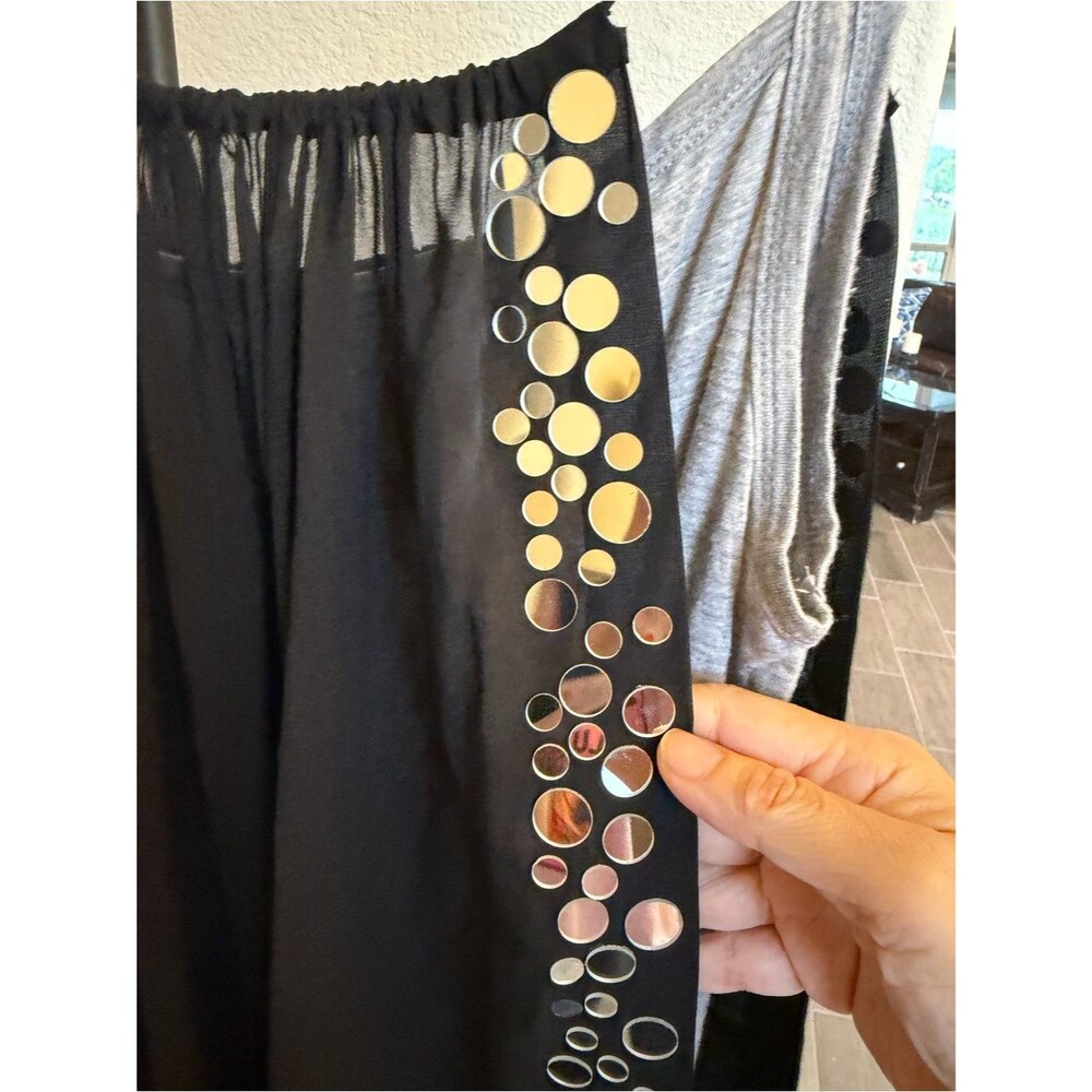 Robert Rodriguez Black Silk Chiffon Mirror Disc Embellished Layered Tank Top 12 - Picture 4 of 9